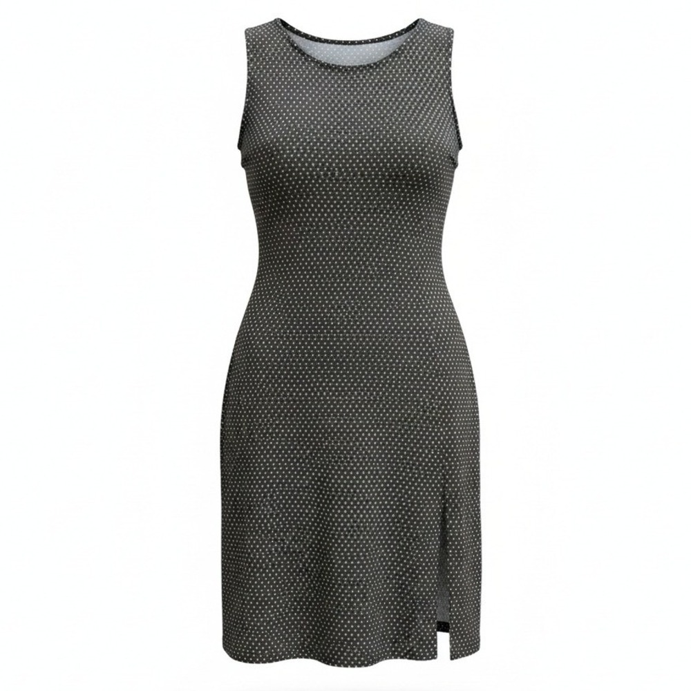 J. Jill Wearever Dress‎ Womens Size M Medium Gray White Sleeveless Side Slit